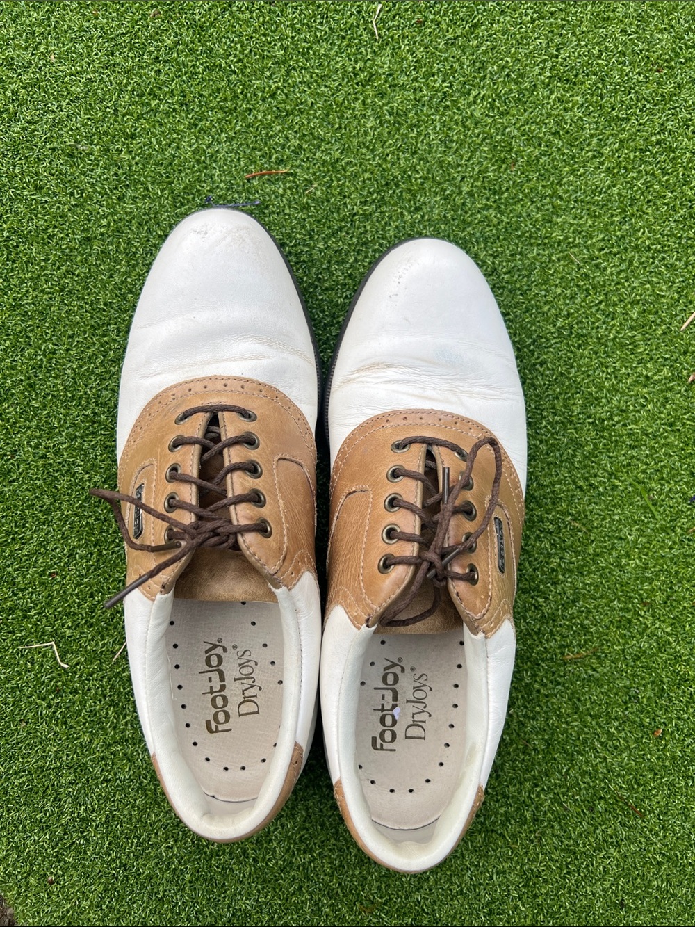 FootJoy White and Brown Leather Two-Tone Golf Shoes